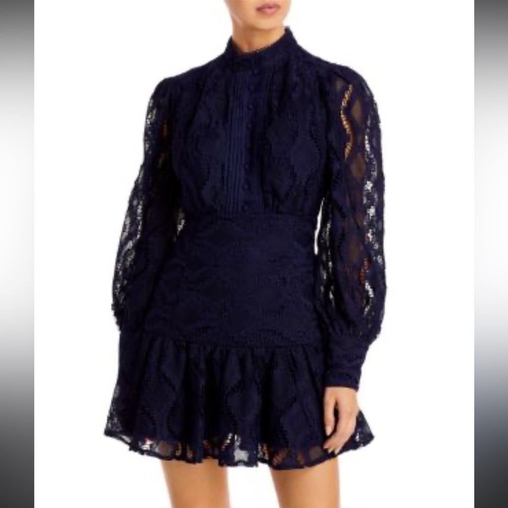 Bardot Navy Lace Long Sleeve Dress